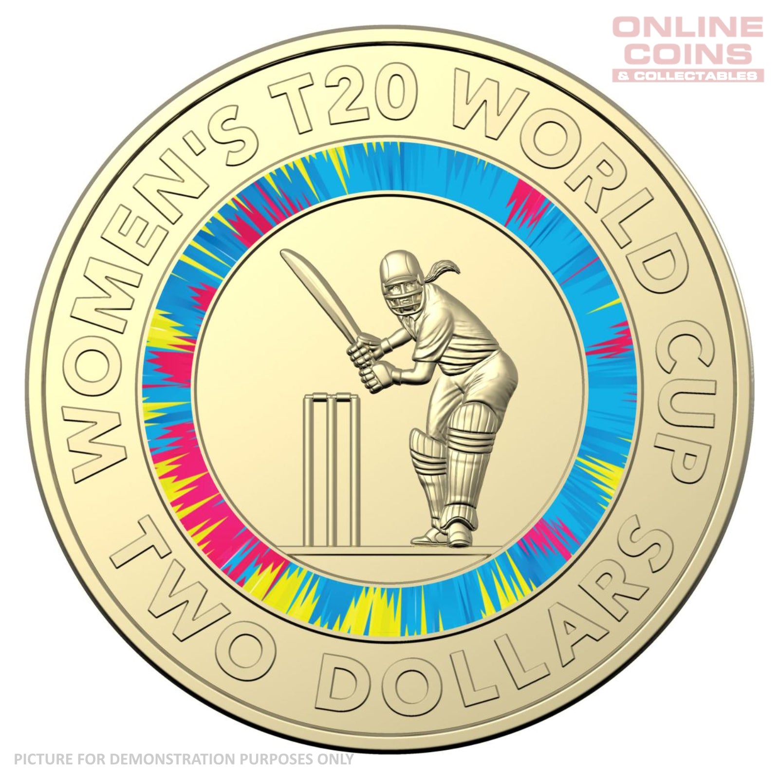 2020 RAM $2 AlBr Coloured Circulated Loose Coin -  ICC Women’s T20 World Cup